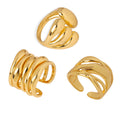 Gold Open Statement Rings Interwoven Pad and Multi Ridge view 5