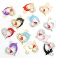 Crystal Heart Dolphin Charms in Six Colors and Two Metal Tones view 5