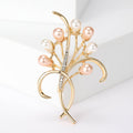 Pearl Floral Branch Bow Brooch With Faceted Crystals And Polished Metal Details view 7