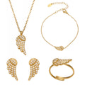 Zircon Angel Wing Necklace Bracelet Earring Ring Gold view 5