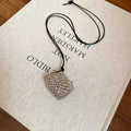 Black Cord Silver Mesh Bag Pendant Necklace Hollow Openwork view 6