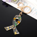 Clear Resin Pressed Flower Ankh Cross Split Ring Keychains in Five Designs view 2
