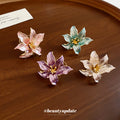 Enamel Lily Flower Statement Rings Gold Tone Four Colors view 2