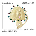 Matte Gold Cartoon Lion Brooch Multicolor Rhinestone Mane view 6