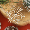 Pearl Snowflake Brooch in Metal with Geometric Crystal Snowflake Centered by a White Pearl view 3