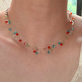 Delicate Silver Tone Necklace with Multicolor Bead Clusters view 3