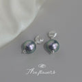 Cotton Pearl Drop Stud Earrings Black Champagne Two Colorways view 6