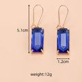 Rectangle Glass Crystal Dangle Earrings Gold Hooks 8 Colors view 2