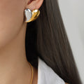 Puffy Heart Pendant Snake Chain Necklaces and Heart Stud Earrings view 3