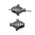 Antique Silver Wavy Striped Tropical Fish Small Hole Bead view 4