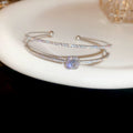 Silver Tone Multirow Open Cuff With Bow Or Round Crystal Center view 7