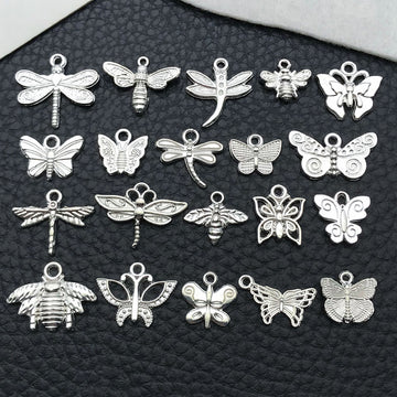 Blue Bee and Butterfly Metal Charms with 25 Listed Options