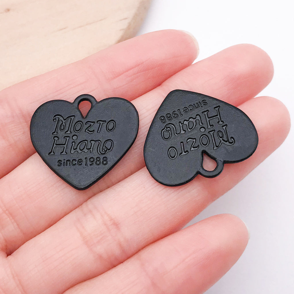 Color Enamel Zinc Alloy Peach Heart Letter Double Sided Charm Pendant for DIY Necklace Keychain Making