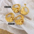 Irregular Hollow Textured Geometric Stud Earrings Gold Steel view 2