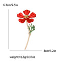 Long Stem Poppy Flower Brooch in Red or Blue Enamel view 6