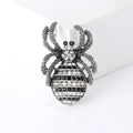 Textured Crystal Beetle Brooch in Clear Green or Red Stripes view 2
