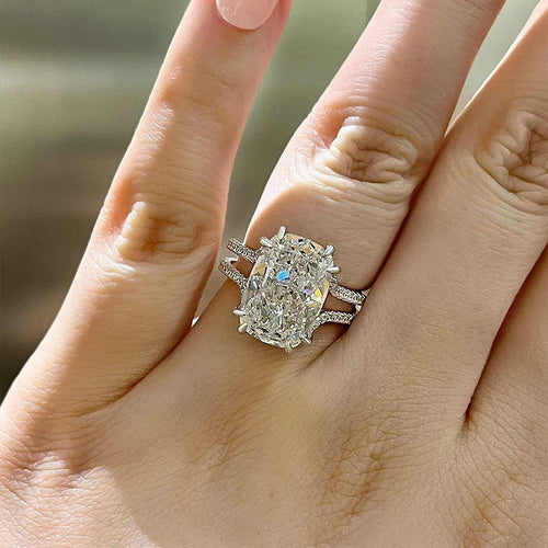 Silver large rectangle clear ring worn on finger outdoor light