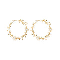 Large Floral Vine Hoop Earrings in Delicate Gold and Silver Tones view 5