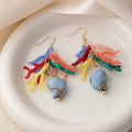 Four Coral Branch Shell Focal Novelty Hook Earrings view 8