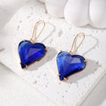 Faceted Heart Crystal Drop Earrings Gold Hooks 6 Colors view 9