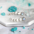 Silver Moon Phase Ear Climber Studs Iridescent Cabochon view 5