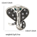 Rhinestone Cobra Snake Brooch Green Eyes Silver Gold Pin view 6