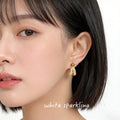 Gold Tiger Eye Crossed Rope Half Hoop Stud Earrings Pair view 2
