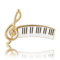Piano Keyboard Brooch In Metal With A Treble Clef And Black-And-White Keyboard Bars view 1