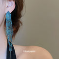 Long Crystal Strand Tassel Stud Earrings in Two Colors view 3