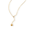 Y Lariat Paperclip Chain Necklace with Hammered Ball Pendant view 5
