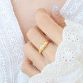 Open Heart Signet Ring With Pave Crystals Gold Steel view 1