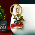 Christmas Boot Bell and Snowflake Keychains with Crystal and Pearl Details view 1