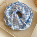 Blue Gingham Lace Bow Spring Clip And Plaid Scrunchie view 7