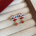 Colorful Lion Motif Drop Earrings in Three Decorative Styles view 7