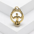 Kneeling Figure Oval Ring Brooch in Antique Gold or Silver view 1