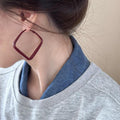 Red Translucent Statement Hoop Earrings in Six Shapes view 9