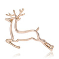 Smooth Metal Leaping Deer Brooch Gold Silver Outline Pin view 1