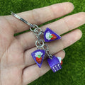 Three Charm Strawberry Layer Cake Split Ring Keychains in Five Colors view 7