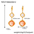 Gold Dual Cushion Czech Glass Drop Huggie Earrings Colors view 9