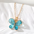 Gold Tone Faceted Crystal Butterfly Pendant Necklaces view 2