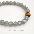 Gray Labradorite Bead Bracelet Tiger Eye Aquamarine Focal view 4