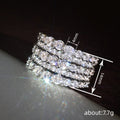 Silver-Tone Five-Row Round Clear Cubic Zirconia Wide Band Ring view 4