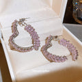 Pink Crystal Wide Hoop Statement Earrings Statement Jewelry Design view 3