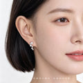 Silver-Tone Graduated Pearl Clear Stone Curved Climber Earrings view 4