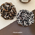 Coffee Brown Leopard Fabric Rose Flower Claw Clip Style view 4