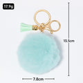 Faux Fur Pom Pom Keychain Gold Ring Soft Tassel Charm view 3