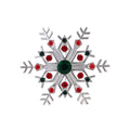 Red Silver Tone Snowflake Crystal Metal Brooch Pin view 1