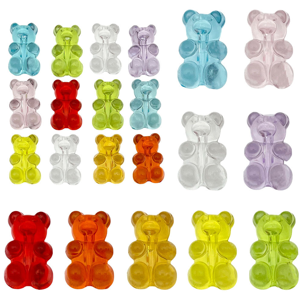 12x19mm Transparent Acrylic Bear Charm Pendant for DIY Bracelet Necklace Earring Keychain Making
