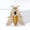 Gold Tone Rhinestone Bee Brooch Yellow Enamel Body view 2