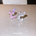 Double Heart Crystal Single Ear Clips with Polished Metal Tone Details view 4